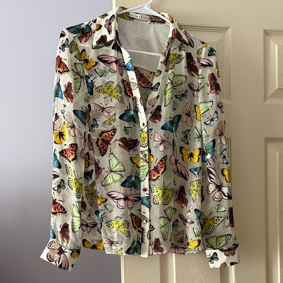 Alice and Olivia Eloise butterfly top in ivory size small - Picture 1 of 2